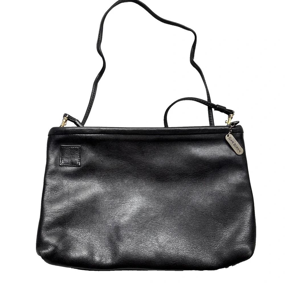 Giani Bernini Purse Medium Black Crossbody Handbag Zip Rectangle
